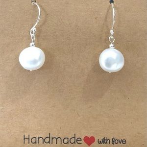 SIMPLE PEARL EARRING - 925 STERLING SILVER DANGLE